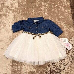 Bonnie Baby Baby Girl Dress 6-9months Tie Waist Denim Frilly
